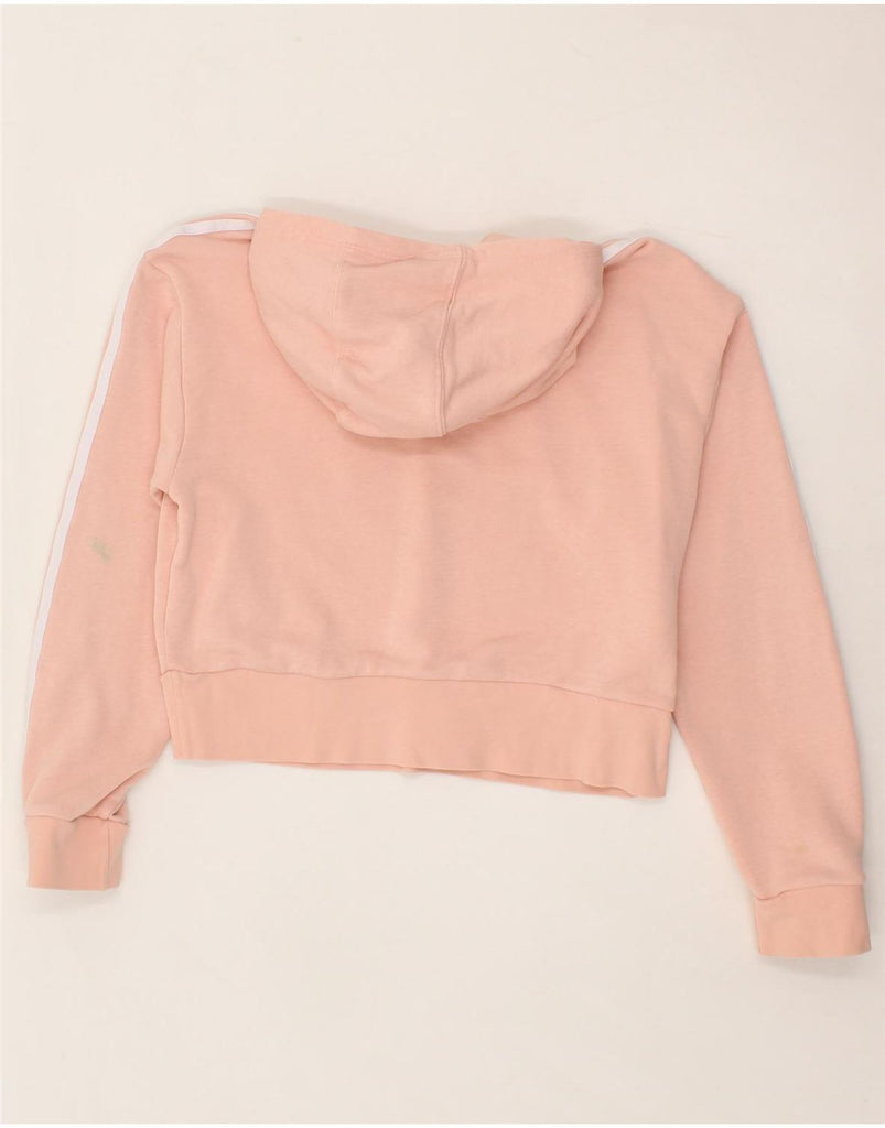 ADIDAS Girls Graphic Crop Hoodie Jumper 12-13 Years Pink Cotton Vintage Adidas and Second-Hand Adidas from Messina Hembry 