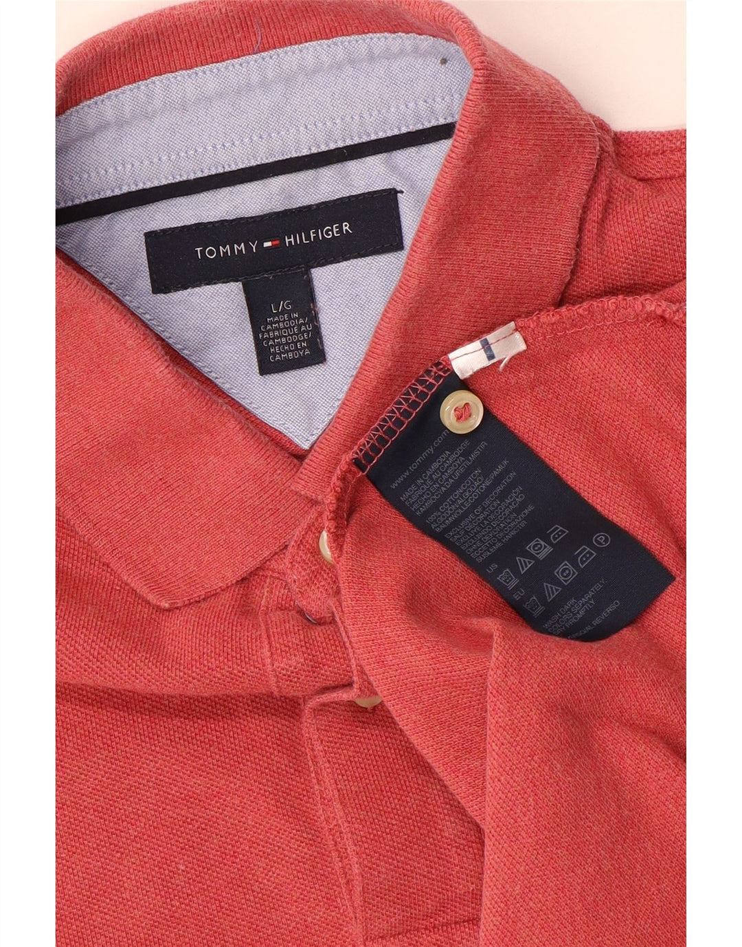 Tommy Hilfiger Mens Polo Shirt Large Red Cotton