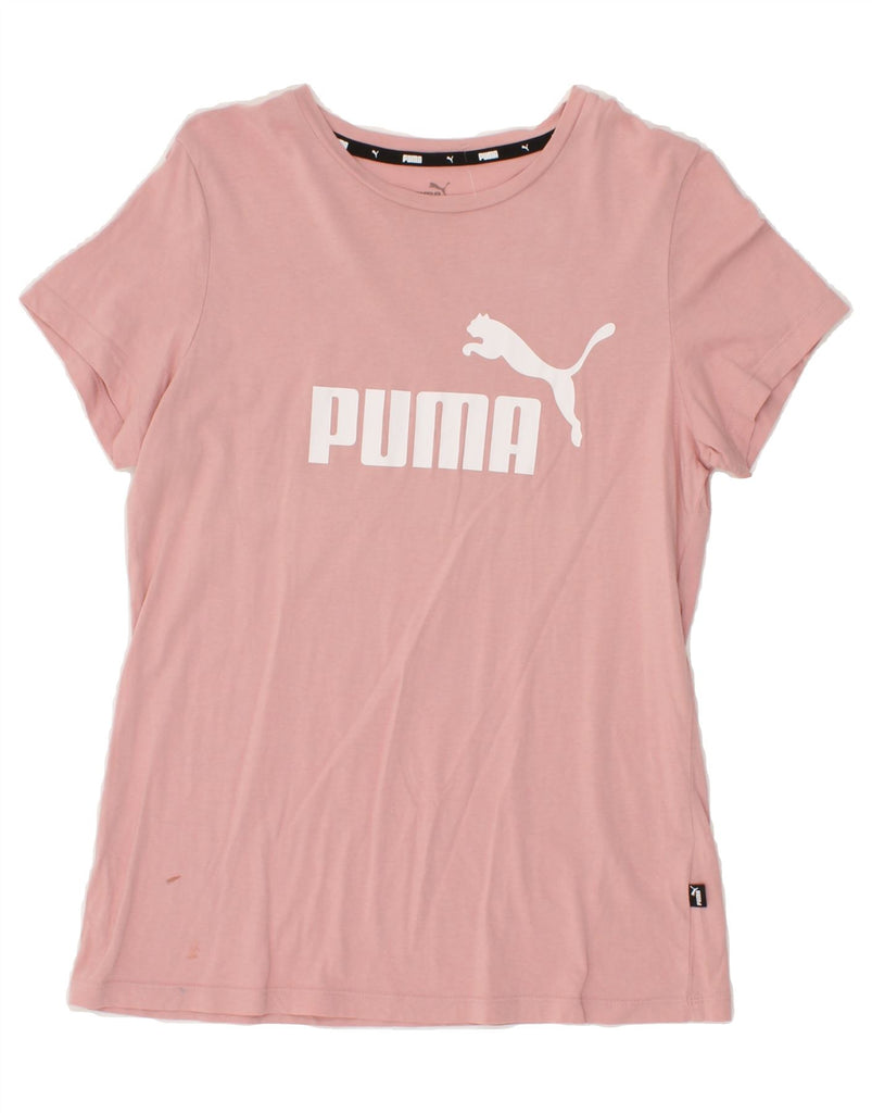 PUMA Womens Graphic T-Shirt Top UK 12 Medium Pink Cotton Vintage Puma and Second-Hand Puma from Messina Hembry 