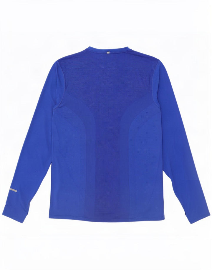 Nike Mens Dri Fit Top Long Sleeve Medium Blue Polyester
