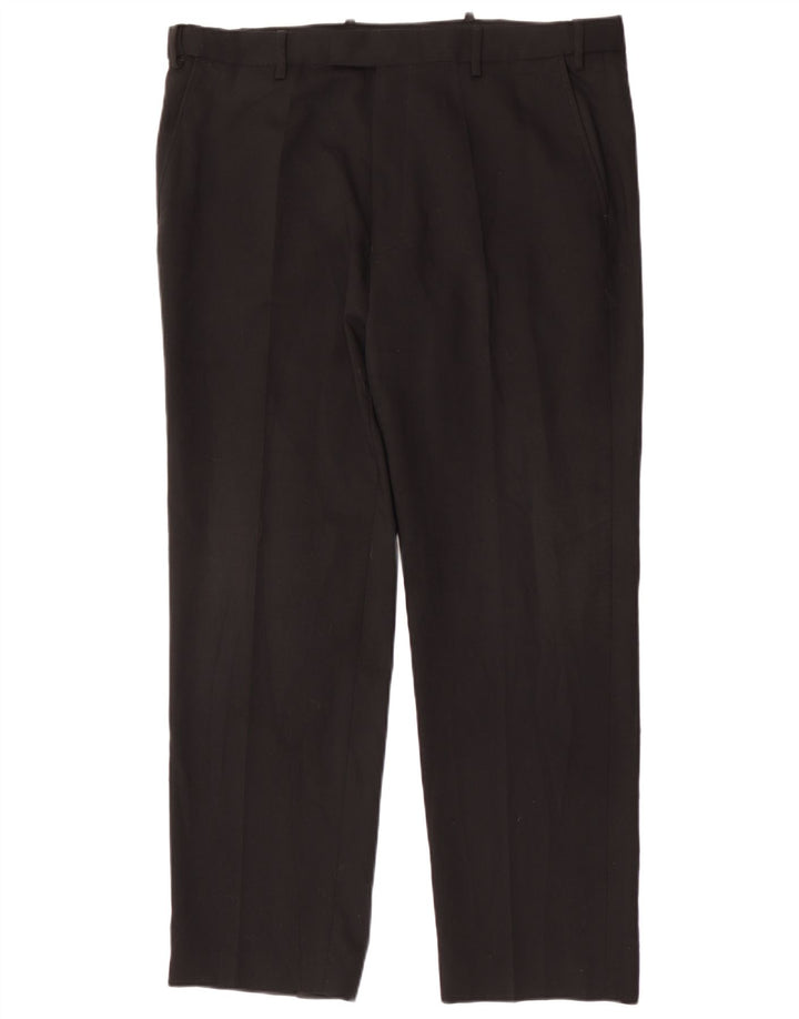 Marks & Spencer Mens Regular Fit Suit Trousers W38 L31 Black Wool