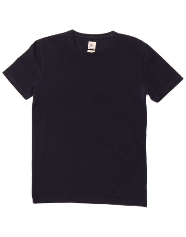 Zara Mens Slim Fit T-Shirt Top Large Navy Blue