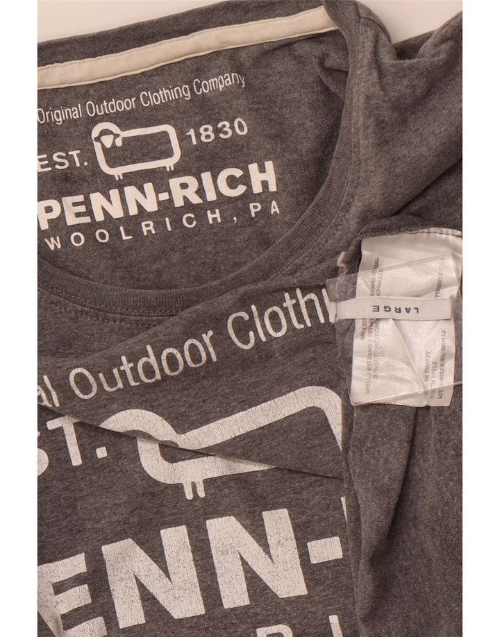WOOLRICH Womens Penn-Rich Graphic T-Shirt Top UK 14 Large Grey Flecked