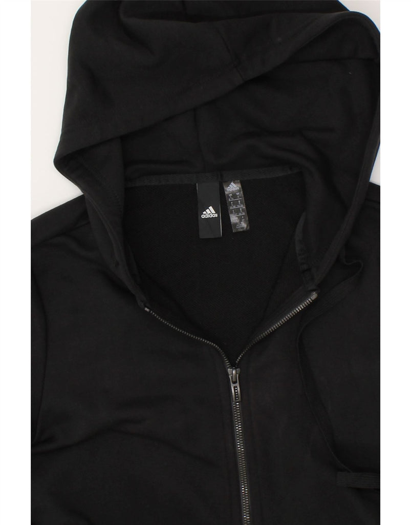 ADIDAS Womens Graphic Zip Hoodie Sweater UK 8/10 Small Black Cotton | Vintage Adidas | Thrift | Second-Hand Adidas | Used Clothing | Messina Hembry 