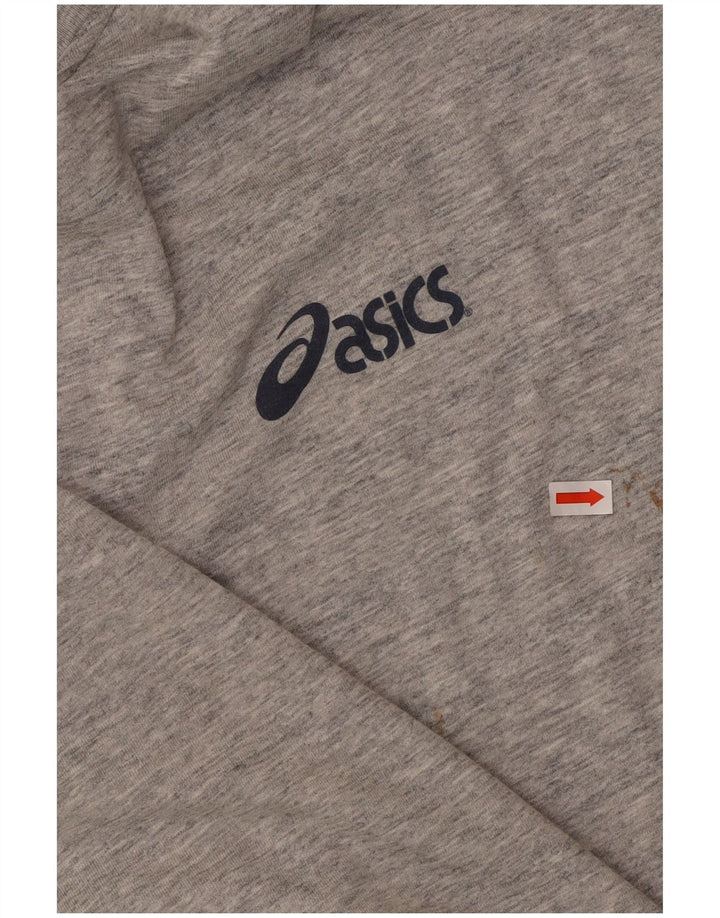 ASICS Mens Graphic T-Shirt Top Large Grey Flecked Cotton