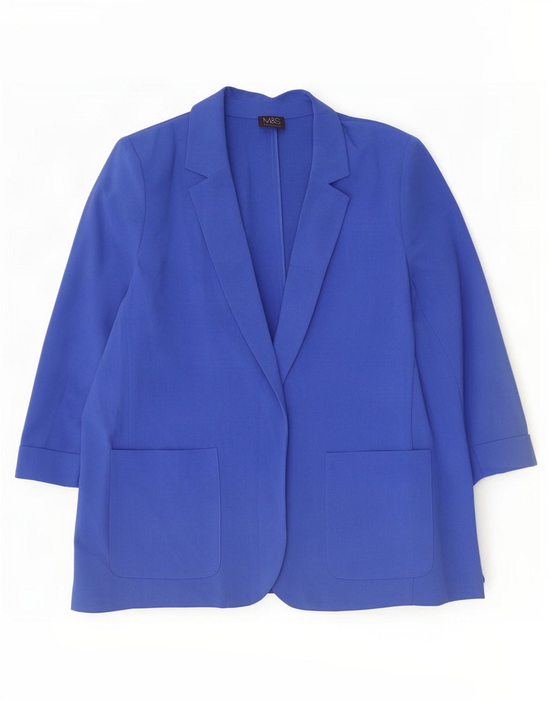 Marks & Spencer Womens 3/4 Sleeve Open Blazer Jacket UK 20 2XL Blue