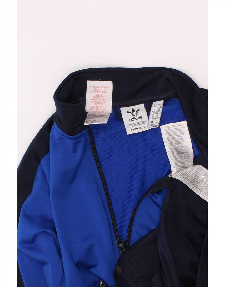 Adidas Boys Primegreen Tracksuit Top Jacket 7-8 Years Blue Colourblock