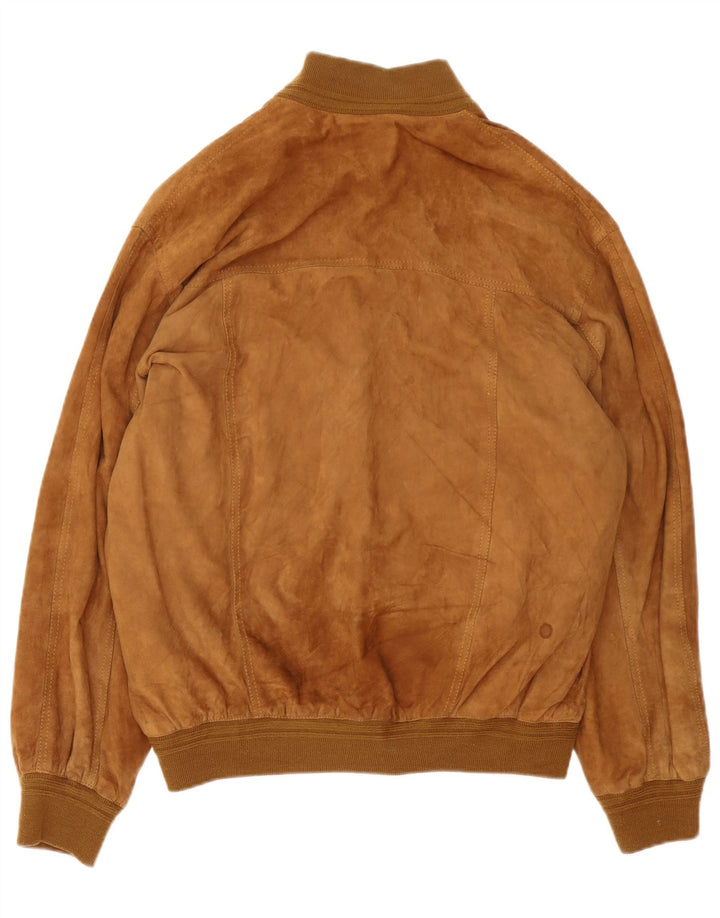 Vintage Mens Suede Bomber Jacket IT 52 XL Brown Leather
