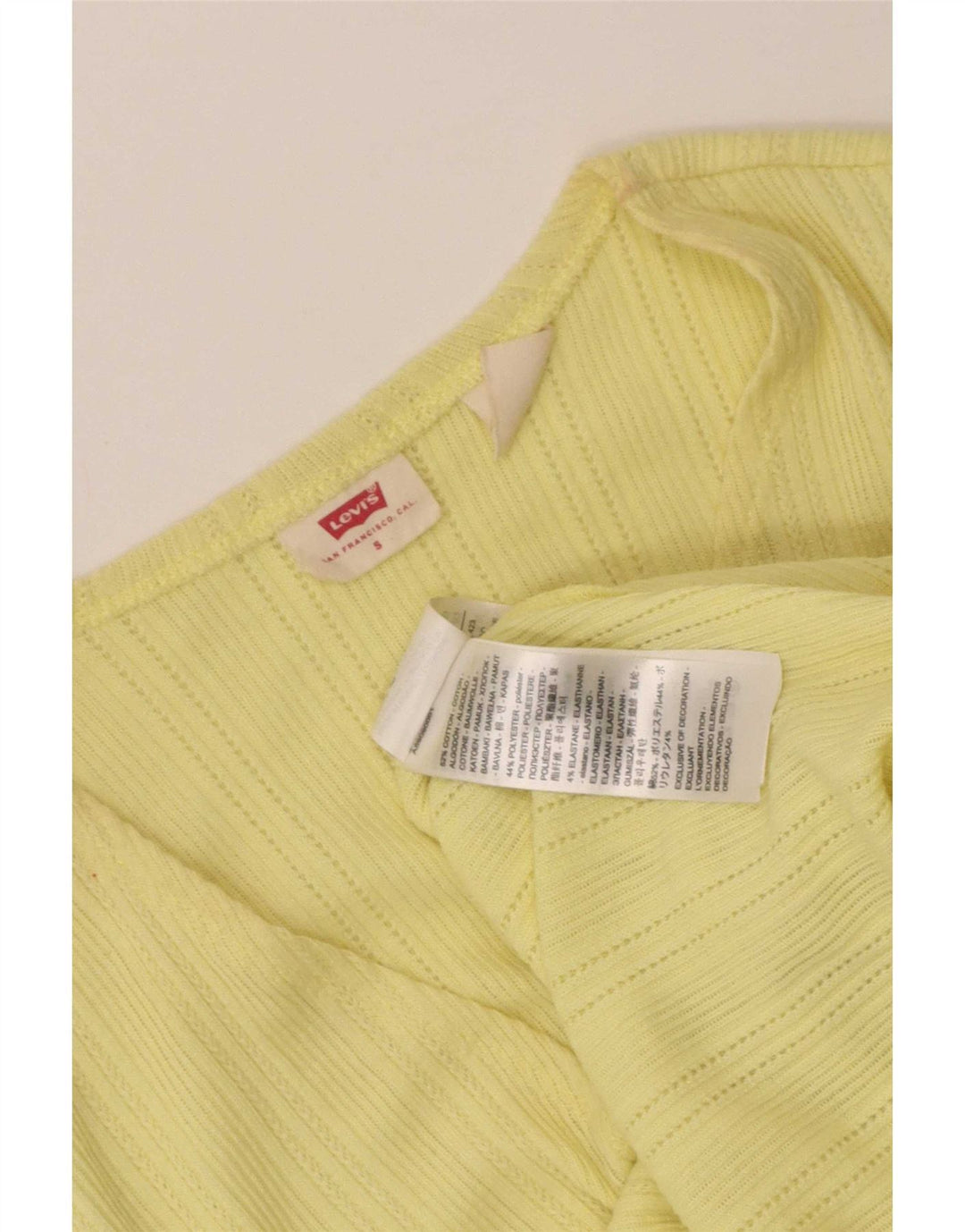Levi's Womens Crop Wrap Cardigan Top UK 8 Small Yellow Cotton