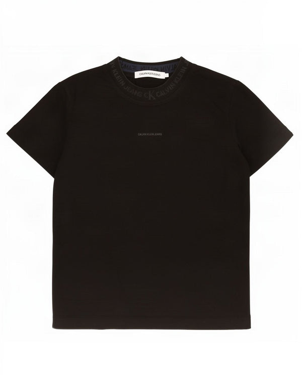 Calvin Klein Womens Crop Graphic T-Shirt Top UK 10 Small Black Cotton