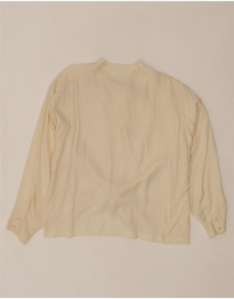 VINTAGE Womens Long Sleeve Shirt Blouse UK 14 Medium Off White Striped Vintage Vintage and Second-Hand Vintage from Messina Hembry 