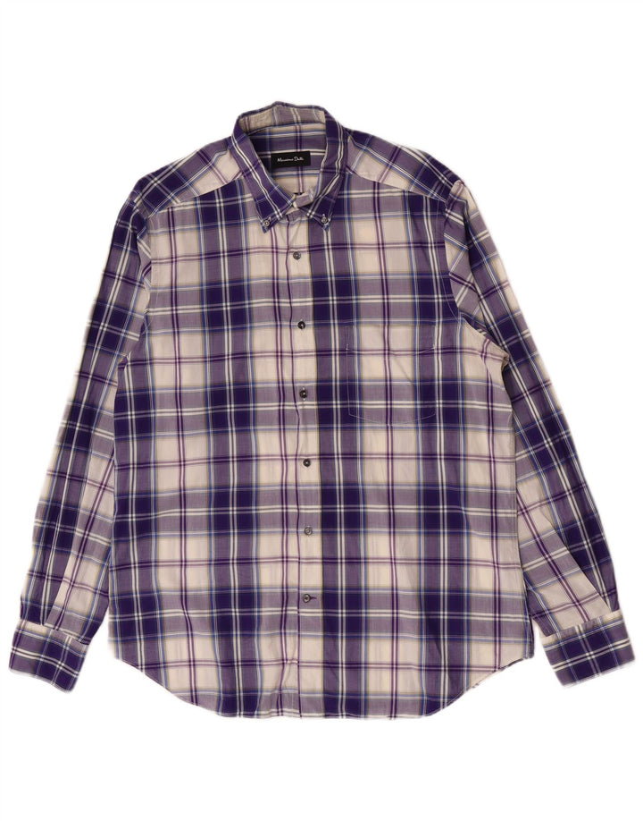 Massimo Dutti Mens Shirt Large Purple Check
