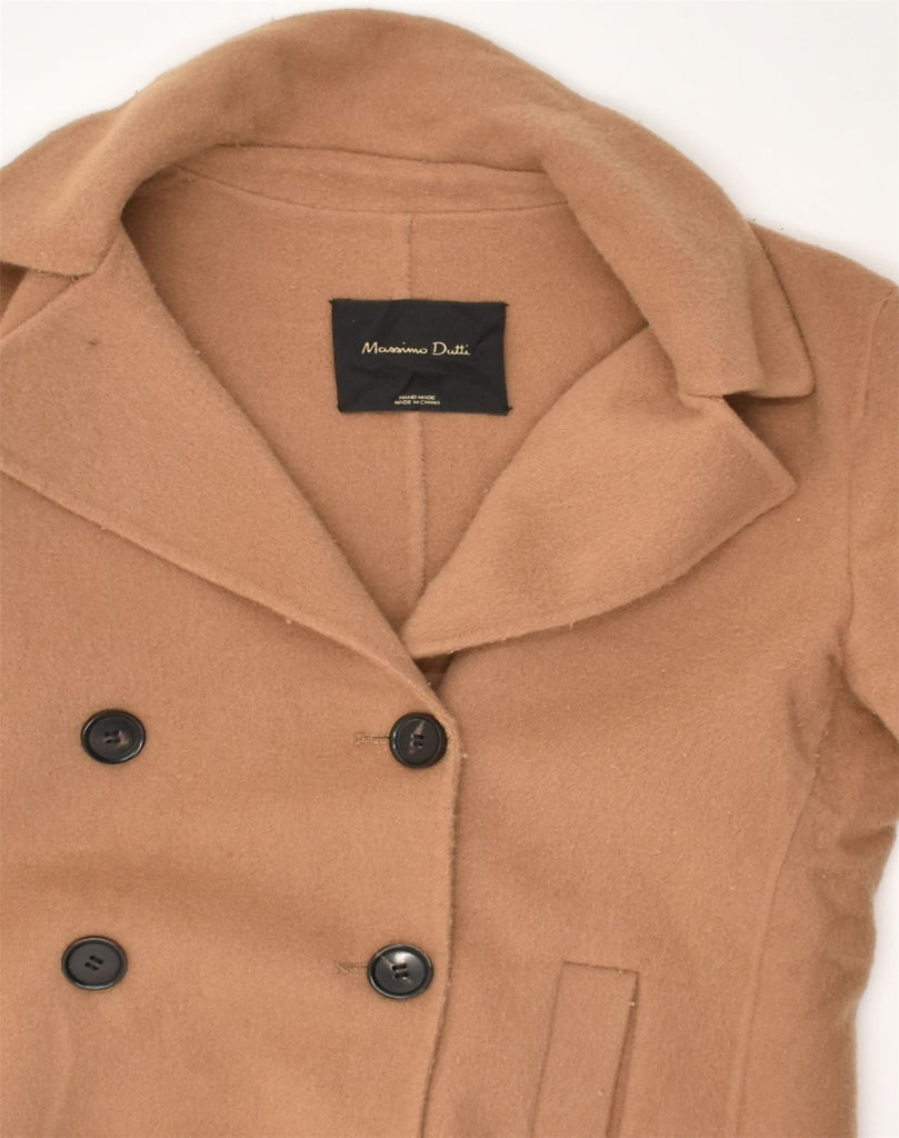 MASSIMO DUTTI Womens Double Breasted Coat EU 36 Small Beige Wool | Vintage Massimo Dutti | Thrift | Second-Hand Massimo Dutti | Used Clothing | Messina Hembry 