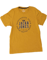 JACK & JONES Boys Graphic T-Shirt Top 13-14 Years Yellow Cotton