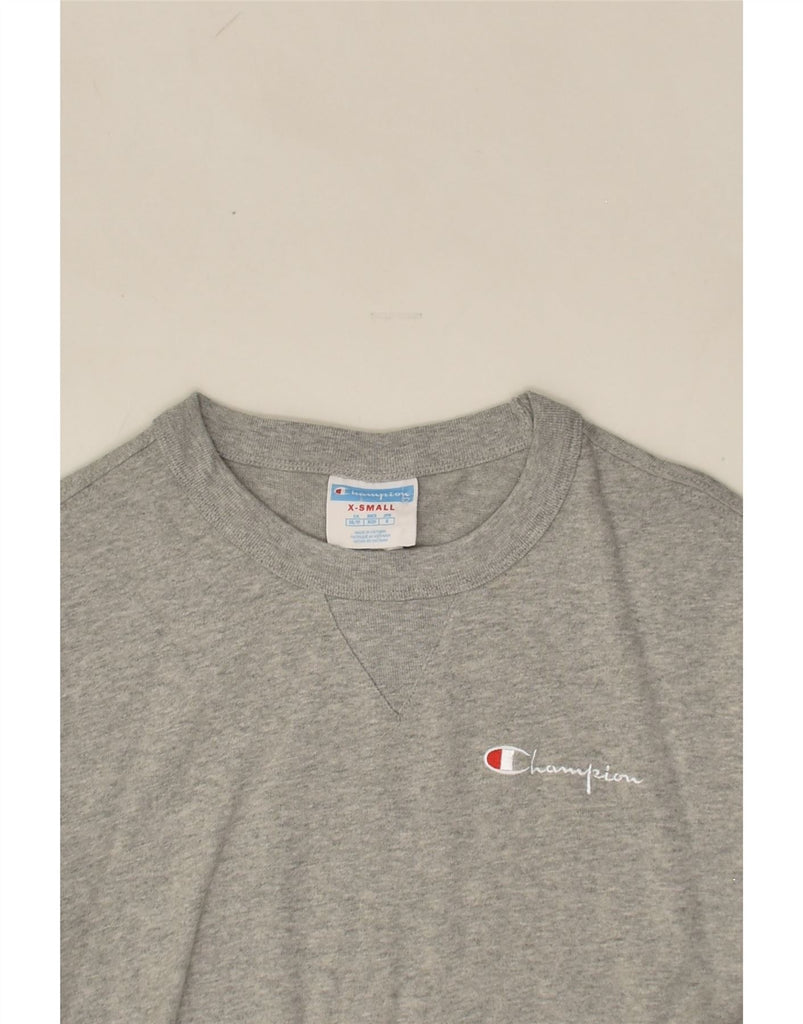 CHAMPION Womens T-Shirt Dress UK 4 XS Grey Cotton | Vintage Champion | Thrift | Second-Hand Champion | Used Clothing | Messina Hembry 