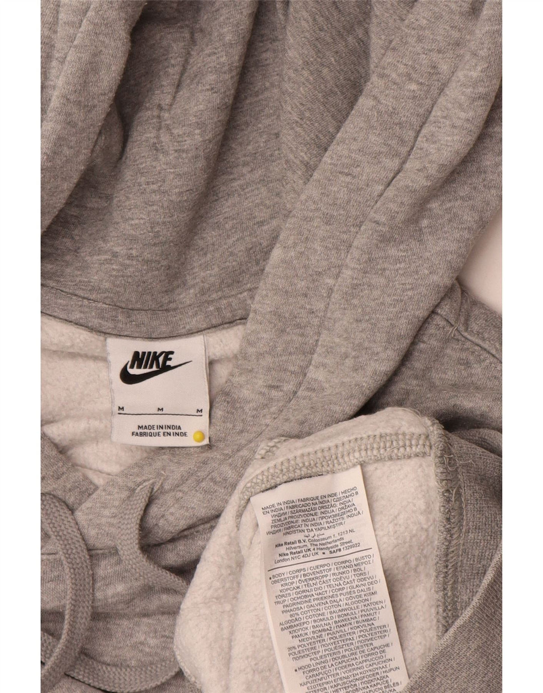 Nike Mens Hoodie Jumper Medium Grey Flecked Cotton