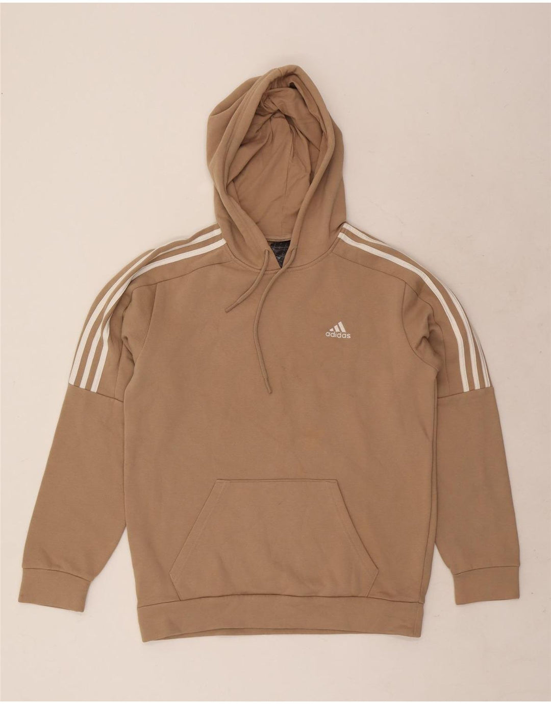 Adidas Mens Hoodie Jumper Small Brown Cotton