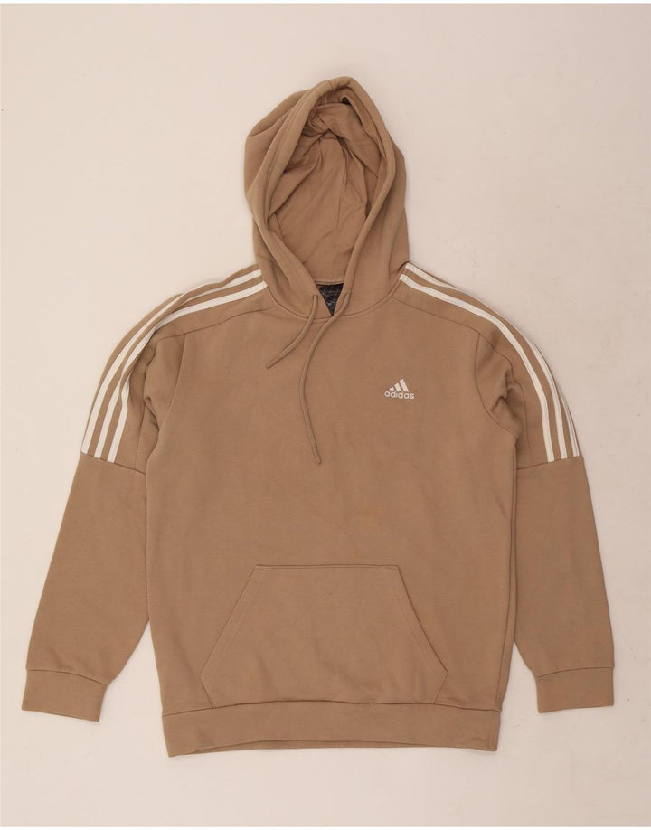 Adidas Mens Hoodie Jumper Small Brown Cotton