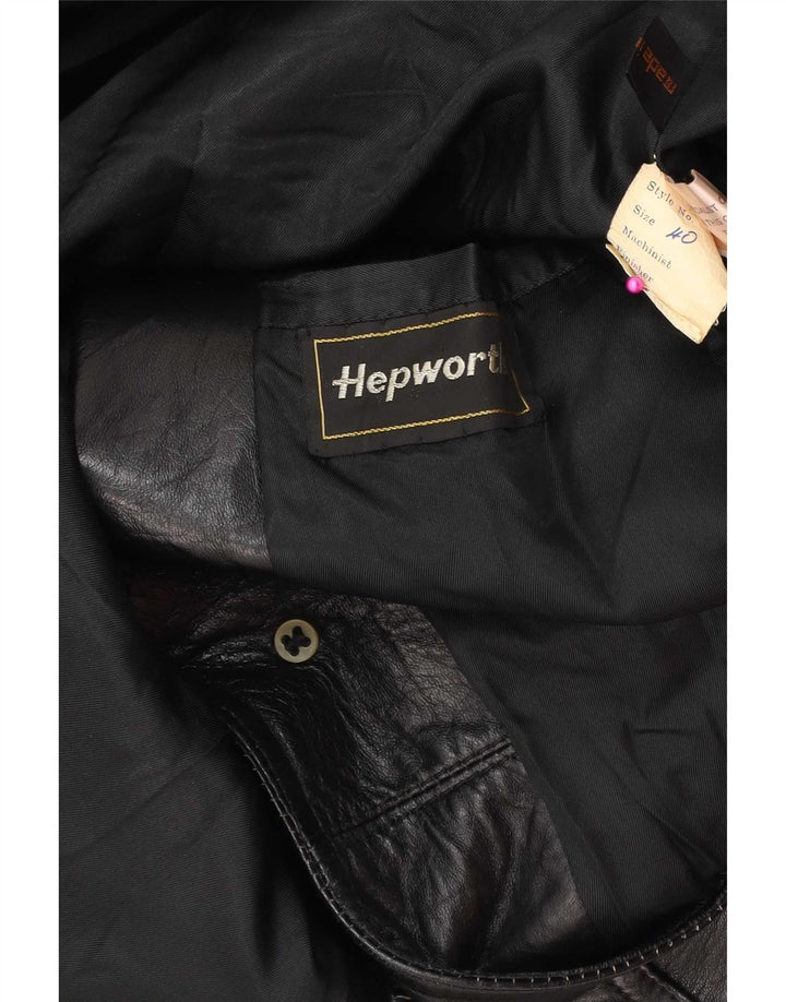 Vintage Mens 2 Button Leather Blazer Jacket UK 40 Large Black