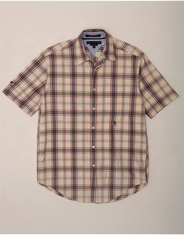 Tommy Hilfiger Mens Vintage Fit Short Sleeve Shirt Medium Off White Check