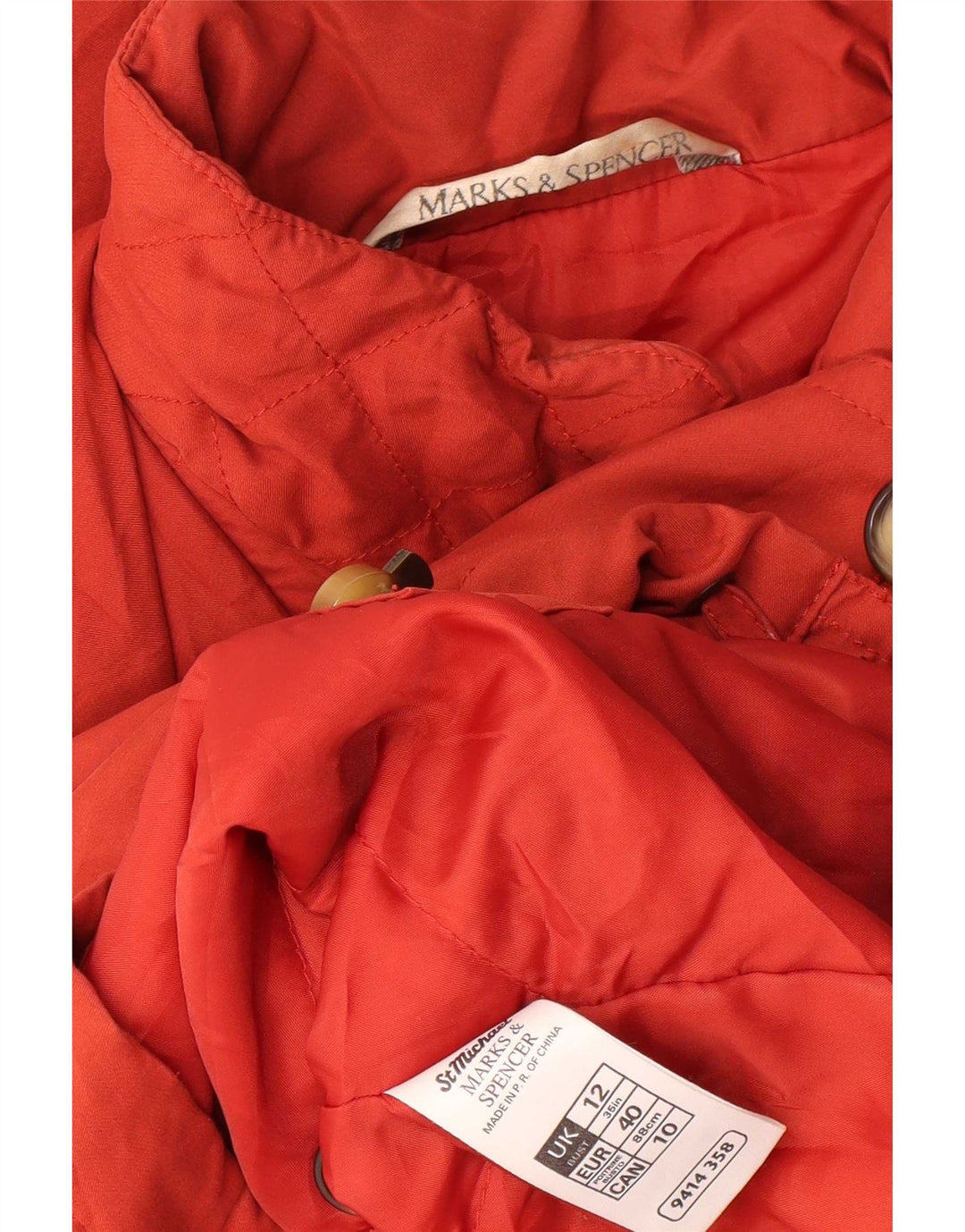 Marks & Spencer Womens Hooded Windbreaker Coat UK 12 Medium Orange