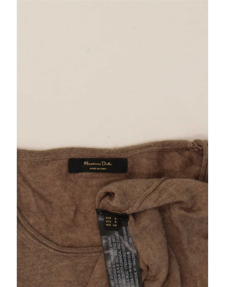 Massimo Dutti Womens Crew Neck Jumper Sweater UK 10 Small Brown