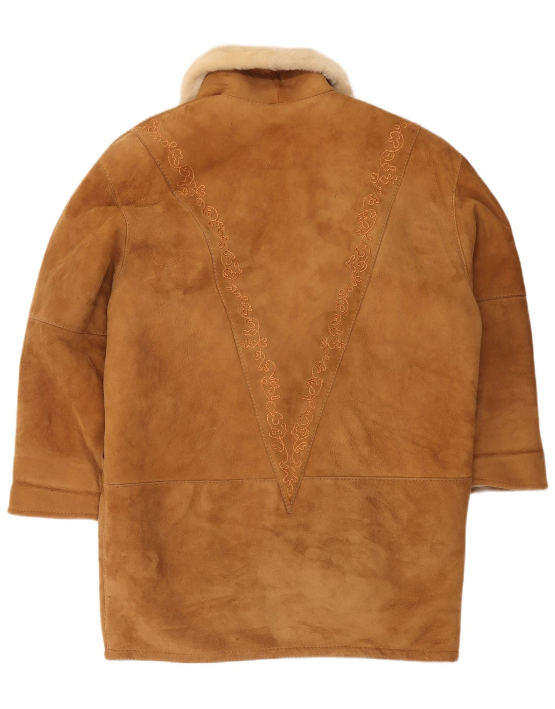 Vintage Womens Oversized Shearling Coat IT 44 Medium Brown Shearling