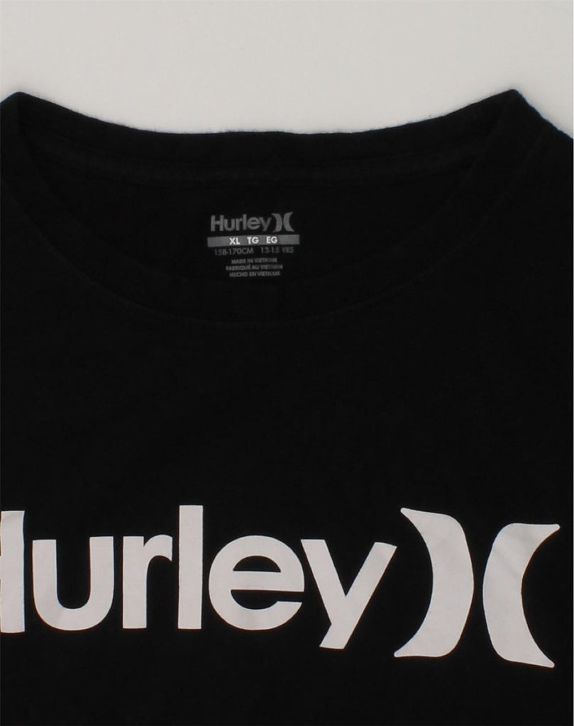 HURLEY Boys Graphic Top Long Sleeve 13-14 Years XL Black Cotton | Vintage Hurley | Thrift | Second-Hand Hurley | Used Clothing | Messina Hembry 