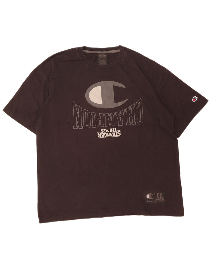 Champion Mens Stranger Things Graphic T-Shirt Top XL Black