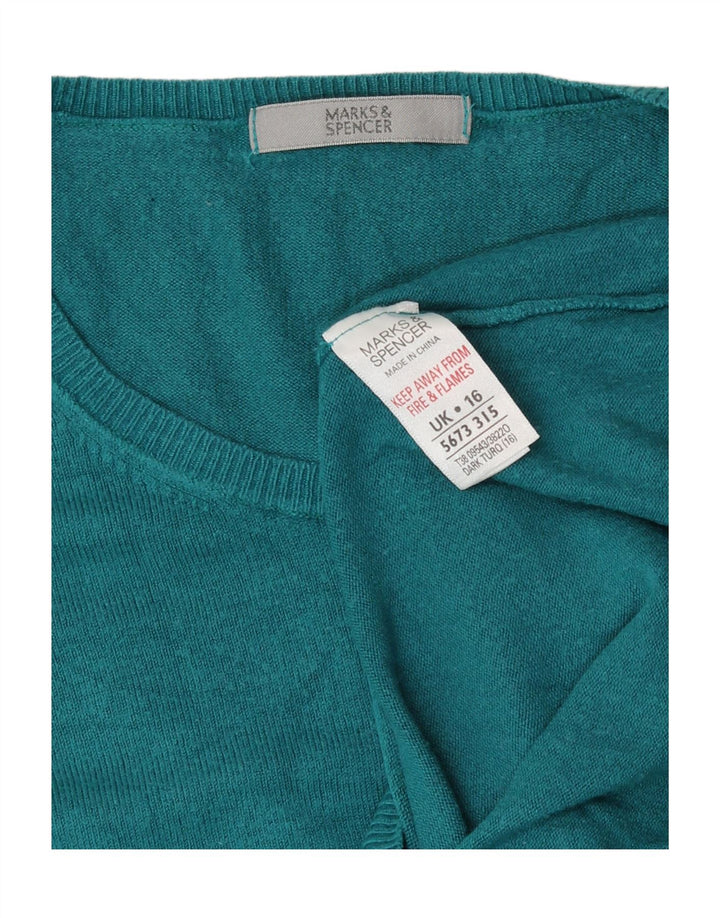 Marks & Spencer Womens Boat Neck Jumper Sweater UK 16 Large Turquoise