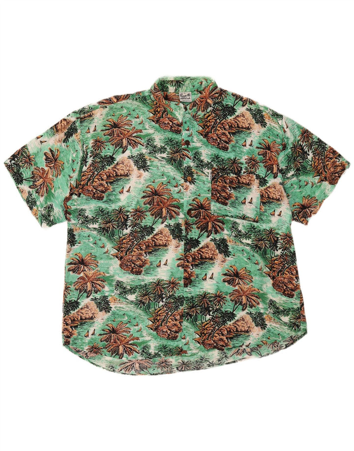 Squid Ink Mens Hawaiian Short Sleeve Shirt XL Green Rayon