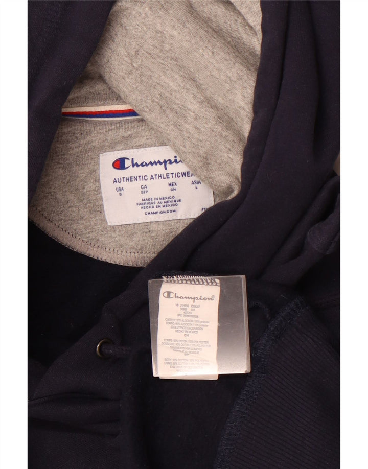 CHAMPION Mens Hoodie Jumper Small Navy Blue Cotton