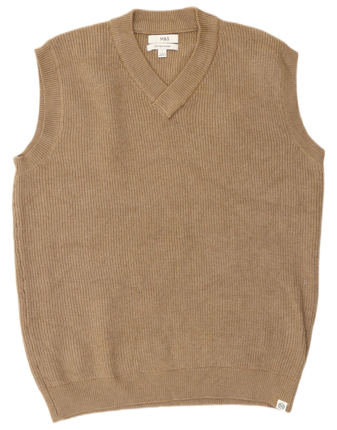 Marks & Spencer Mens Vest Tank Top Large Beige Polyester