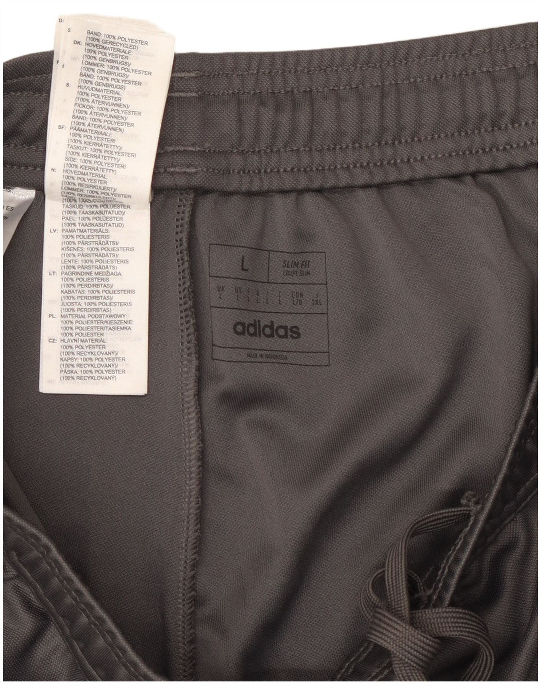 Adidas Mens Slim Fit Tracksuit Trousers Joggers Large Grey Striped