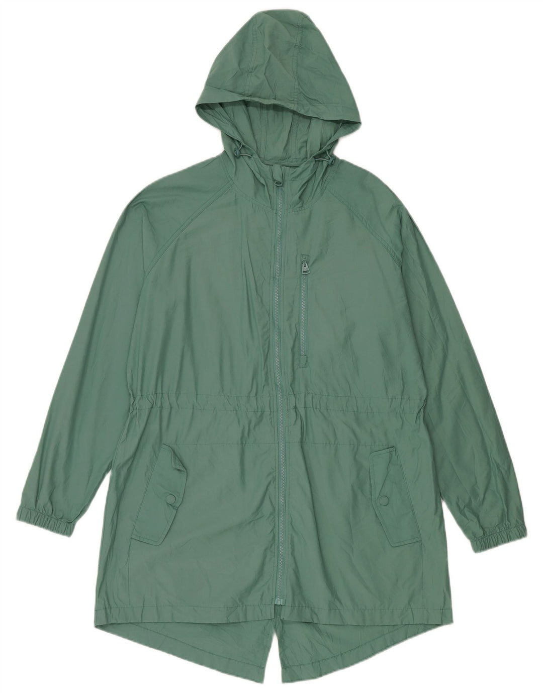 Fat Face Womens Hooded Parka Jacket UK 14 Large  Green Cotton