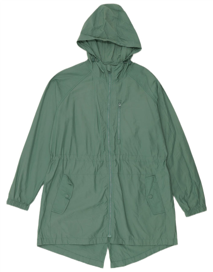 Fat Face Womens Hooded Parka Jacket UK 14 Large  Green Cotton