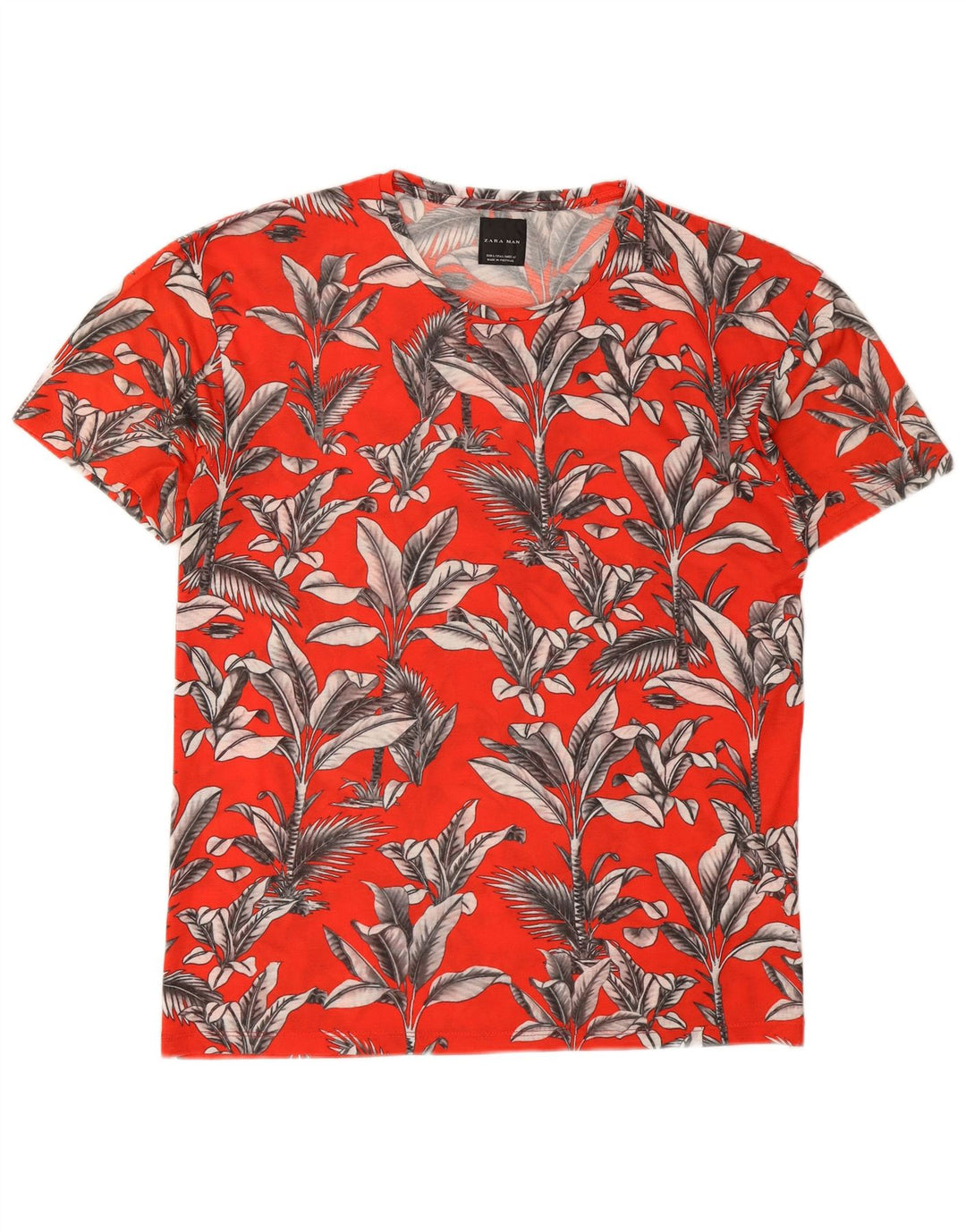 Zara Mens T-Shirt Top Large Red Floral
