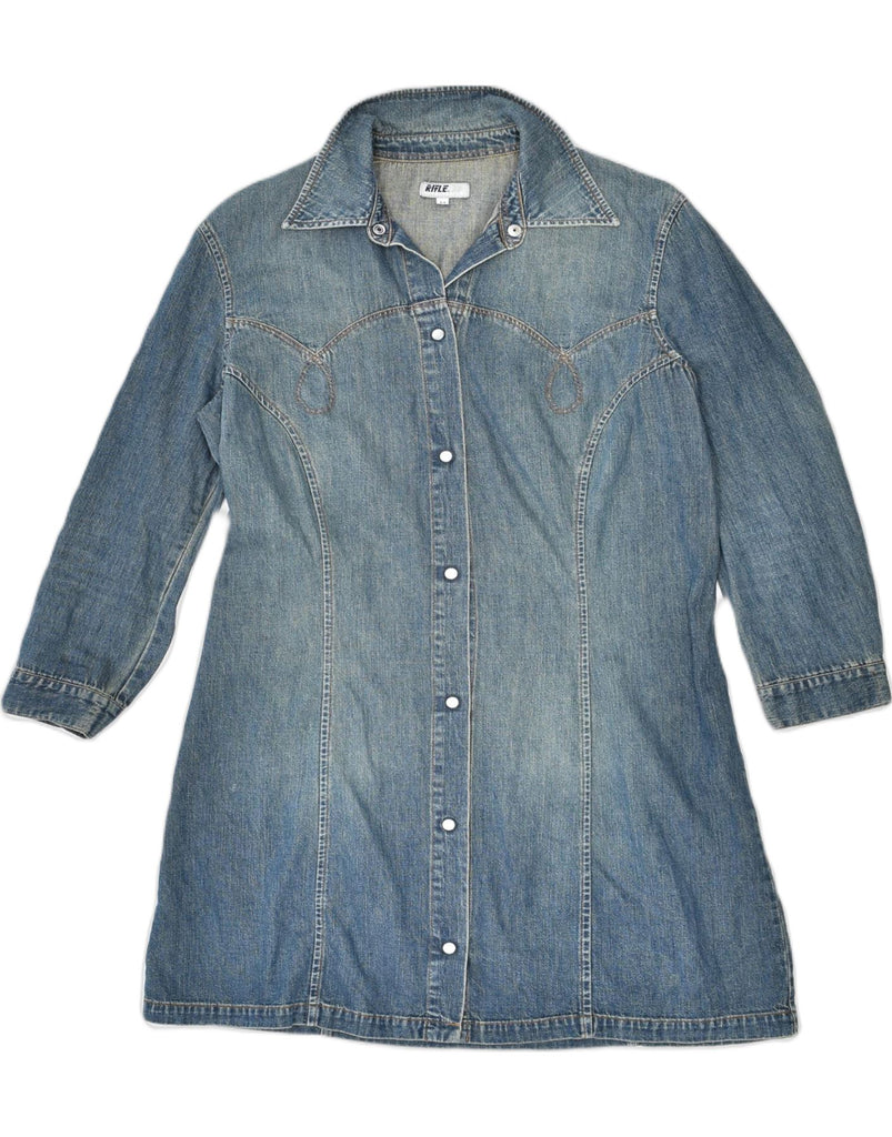 RIFLE Womens Denim Dress UK 12 Medium Blue Cotton | Vintage | Thrift | Second-Hand | Used Clothing | Messina Hembry 