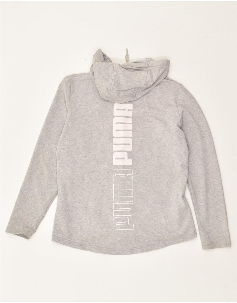 PUMA Womens Graphic Zip Hoodie Sweater UK 12 Medium Grey Cotton | Vintage Puma | Thrift | Second-Hand Puma | Used Clothing | Messina Hembry 