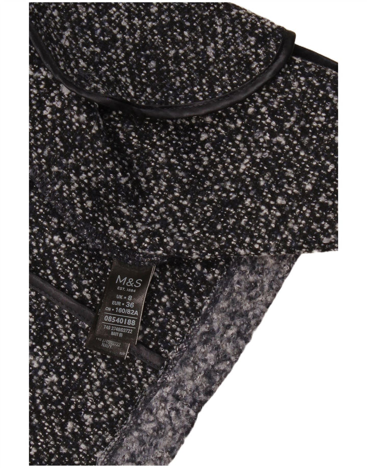 Marks & Spencer Womens Open Overcoat UK 8 Small Navy Blue Flecked Polyester