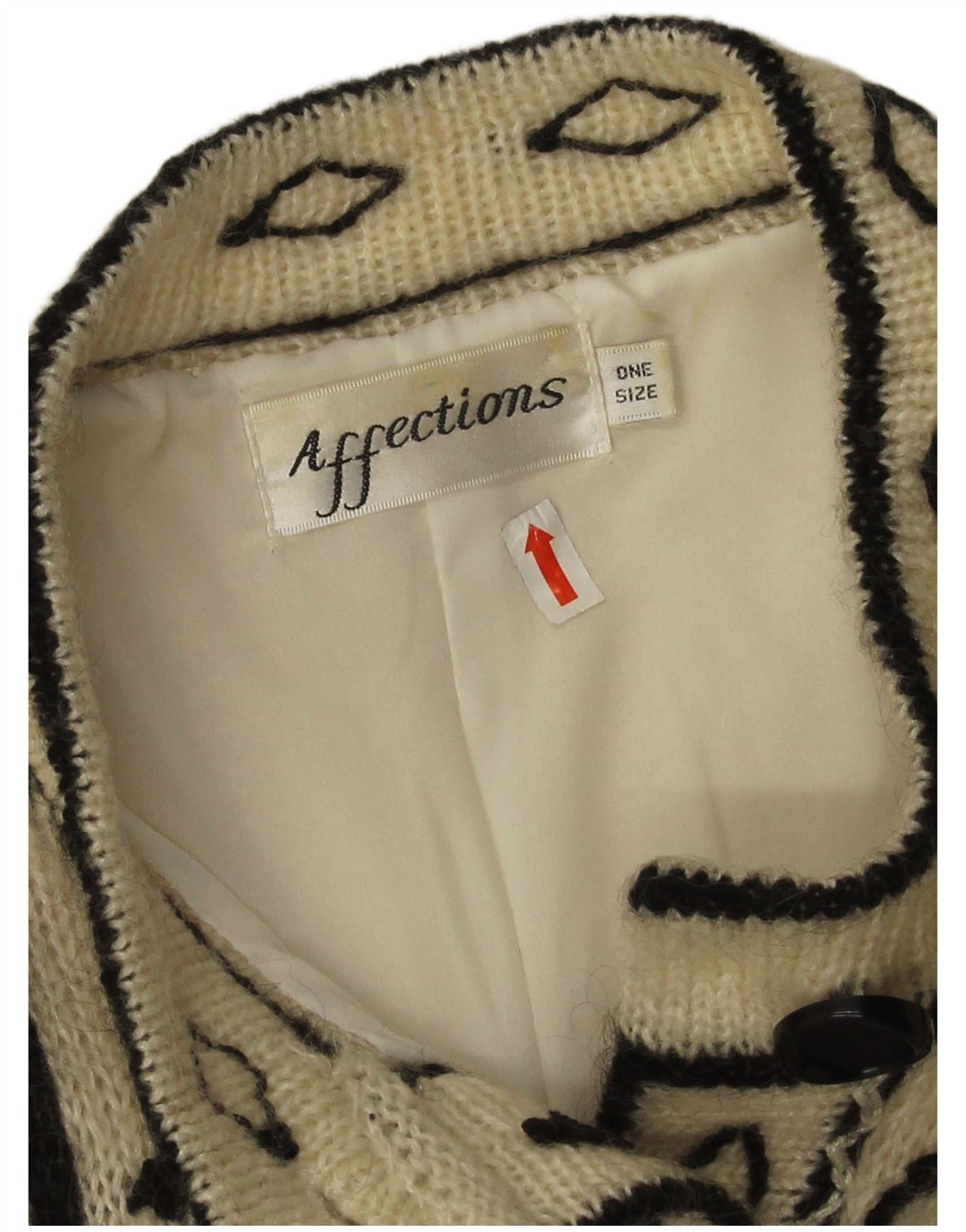 Affections Womens Longline Cardigan Sweater One Size White Floral Mohair