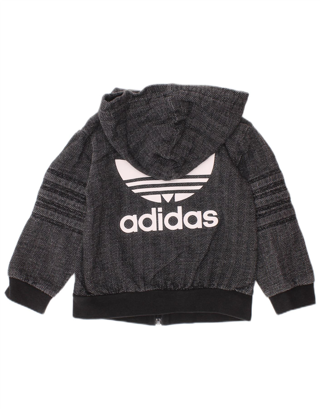 ADIDAS Baby Boys Graphic Zip Hoodie Sweater 9-12 Months Grey Chevron