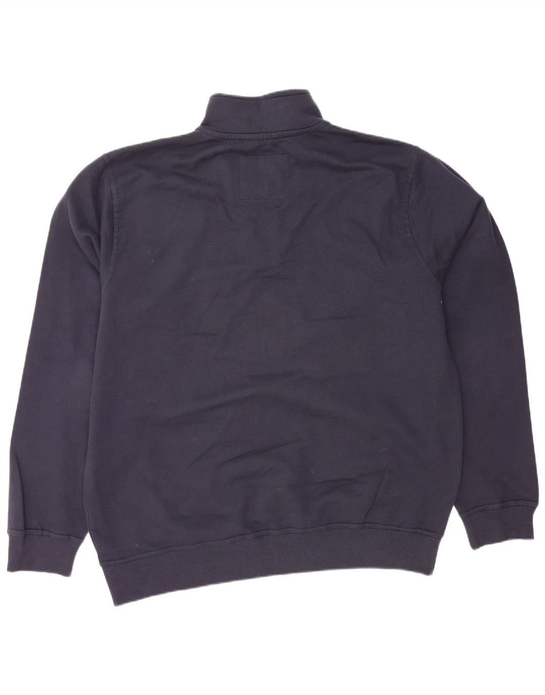 CREW CLOTHING Mens Zip Neck Sweatshirt Jumper 2XL Navy Blue Cotton