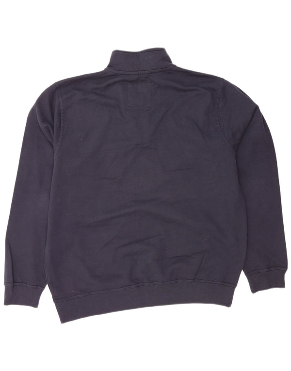 CREW CLOTHING Mens Zip Neck Sweatshirt Jumper 2XL Navy Blue Cotton