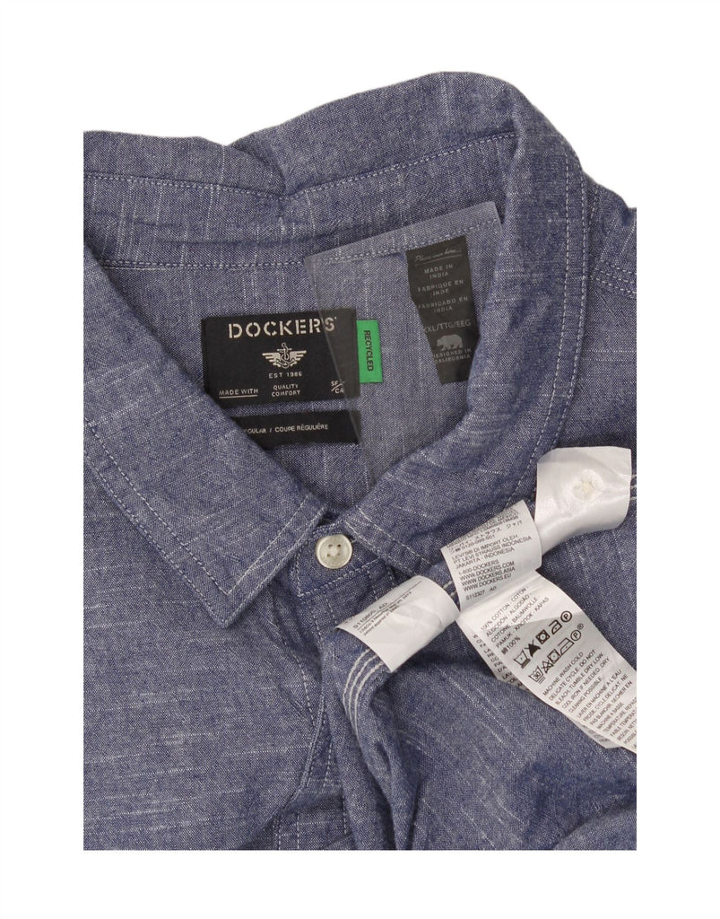 DOCKERS Mens Short Sleeve Shirt 2XL Navy Blue Cotton Vintage Dockers and Second-Hand Dockers from Messina Hembry 
