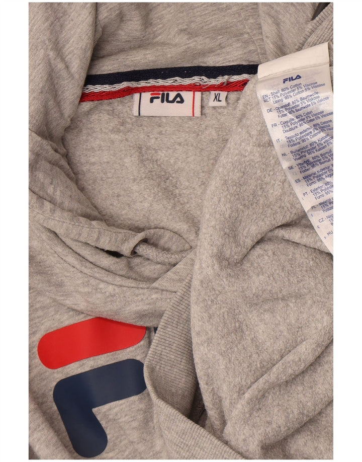 Fila Mens Graphic Hoodie Jumper XL Grey Cotton
