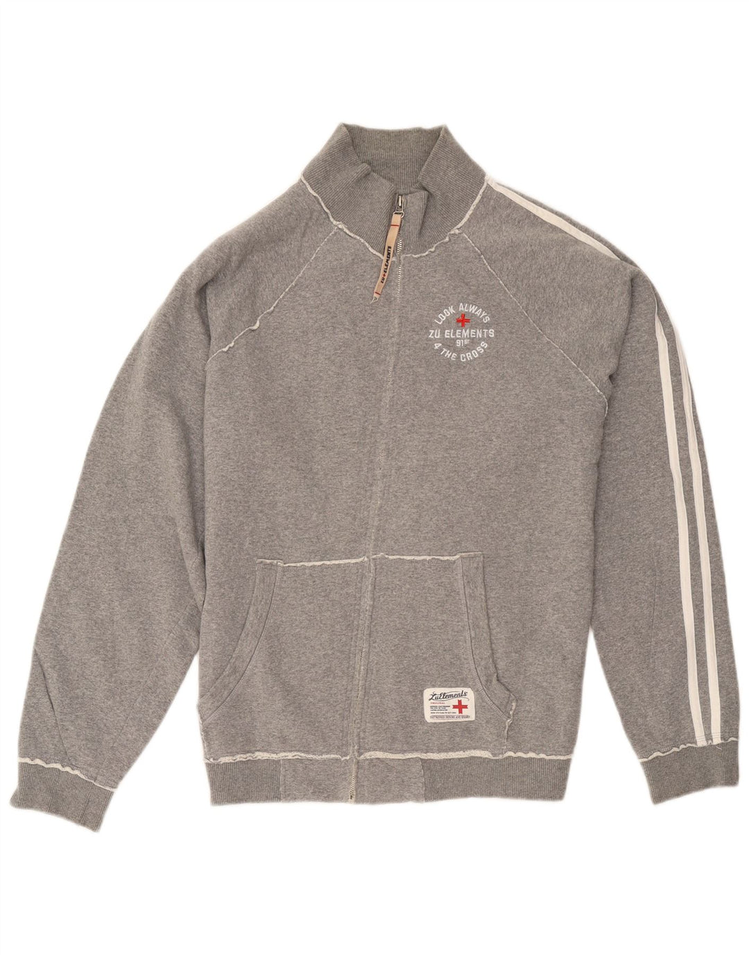 Zu Elements Mens Graphic Tracksuit Top Jacket 2XL Grey Cotton Sports