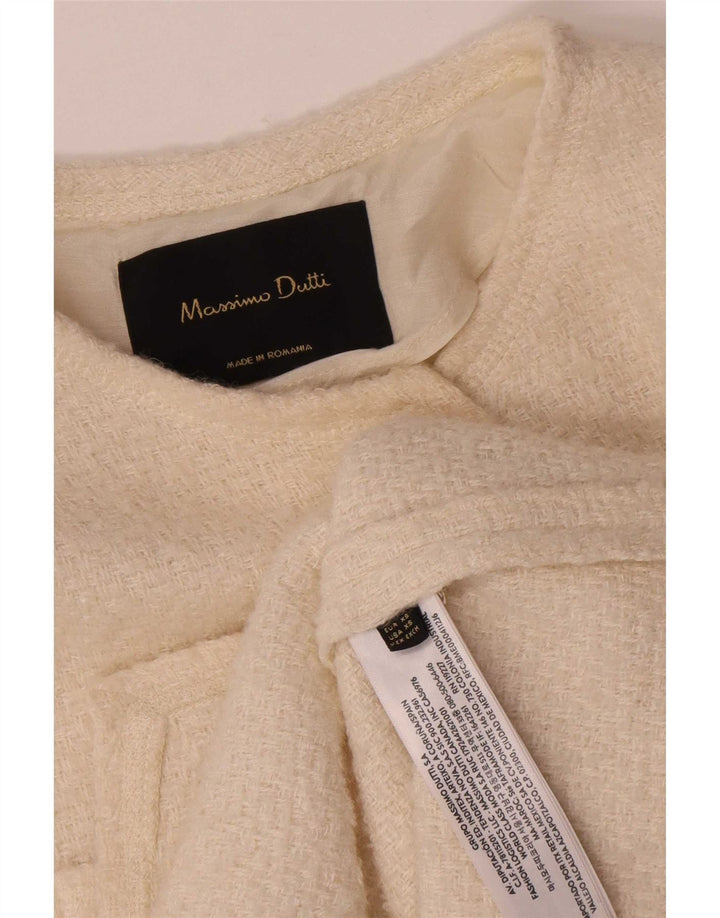 Massimo Dutti Womens 4 Button Oversized Blazer Jacket UK 6 XS Off White