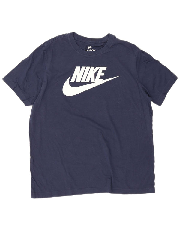 Nike Mens Graphic T-Shirt Top Large Navy Blue Cotton