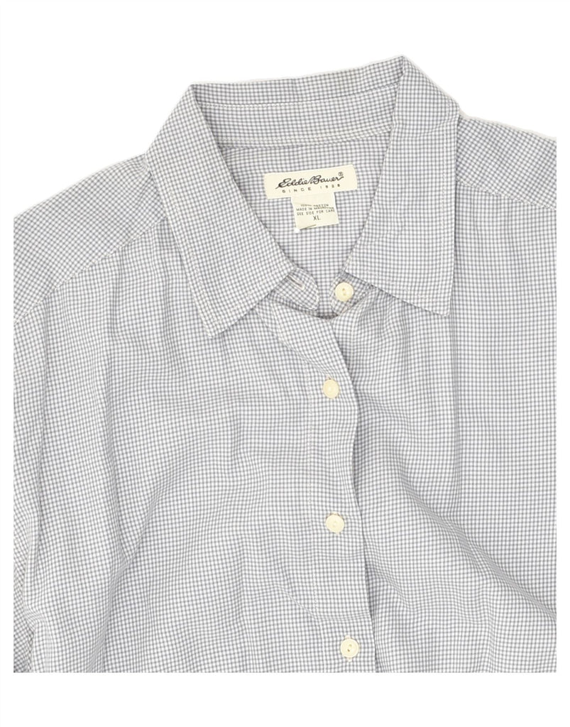 EDDIE BAUER Womens Shirt UK 18 XL Grey Gingham Cotton | Vintage Eddie Bauer | Thrift | Second-Hand Eddie Bauer | Used Clothing | Messina Hembry 